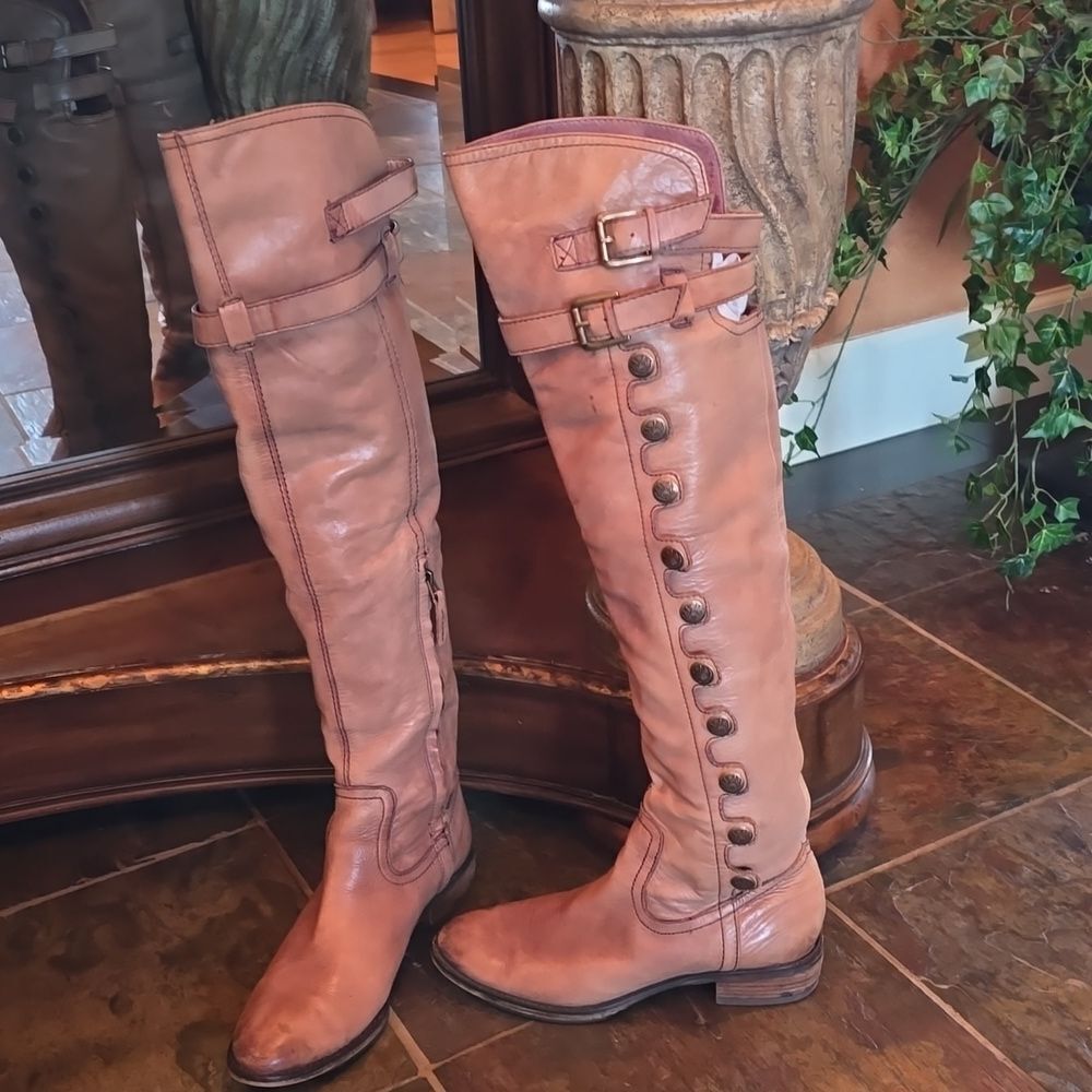 Sam Edelman Tan Over the Knee Boots. Natural PATINA Look! New Condition! Size 7 - Picture 6 of 15